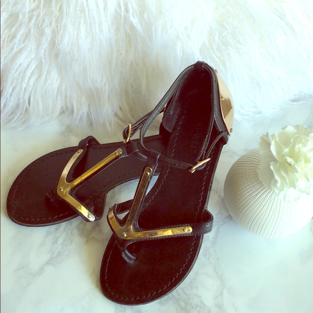 Gold and Black Hardware Sandals